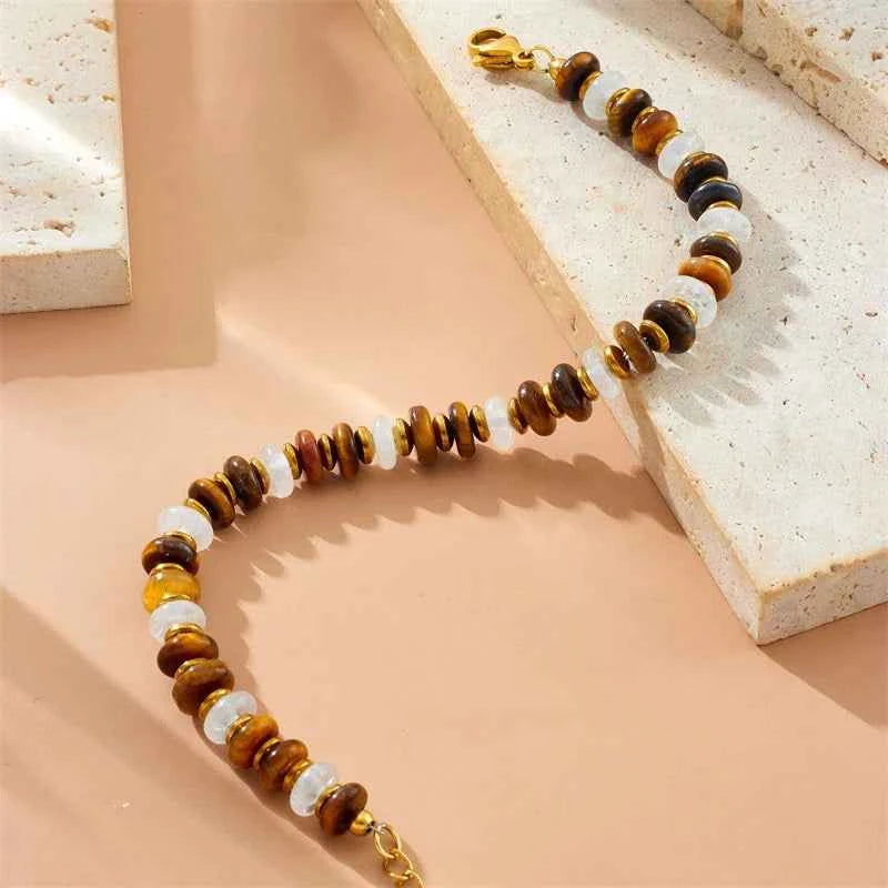 White Jade Tiger Eye Stone Bracelet