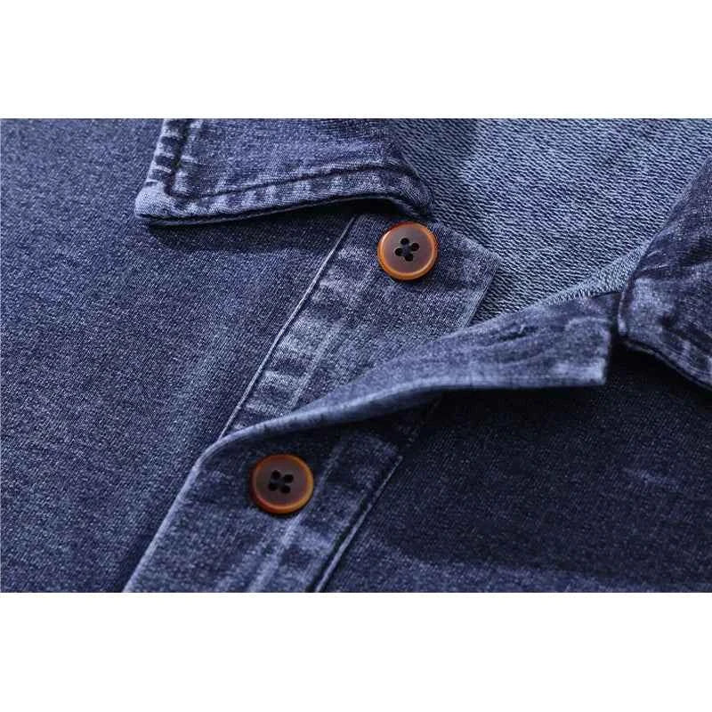 Men Stylish Casual Knitted Denim Polo T-Shirt