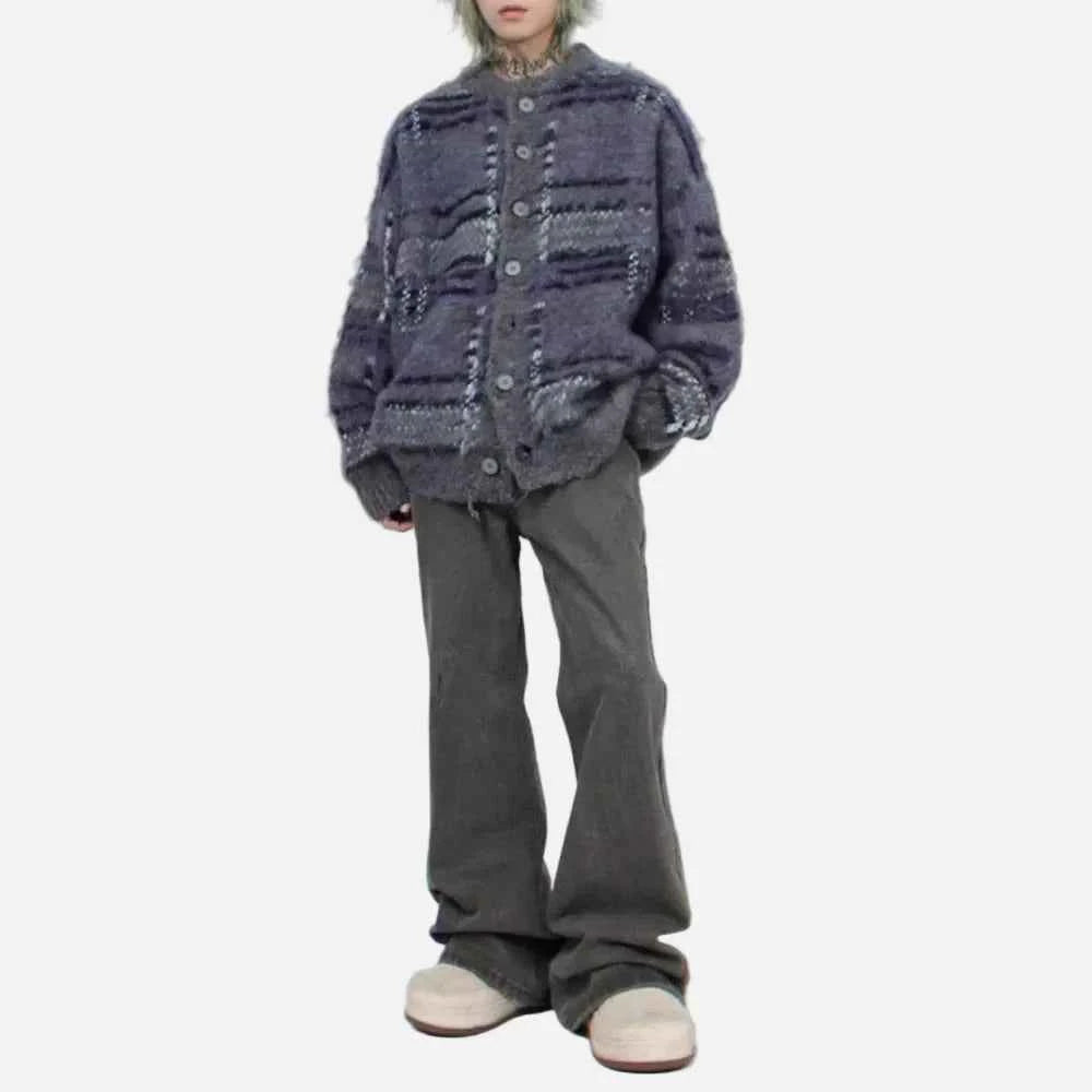 Y2K Trendy Contrast Color Long Sleeve Cardigan