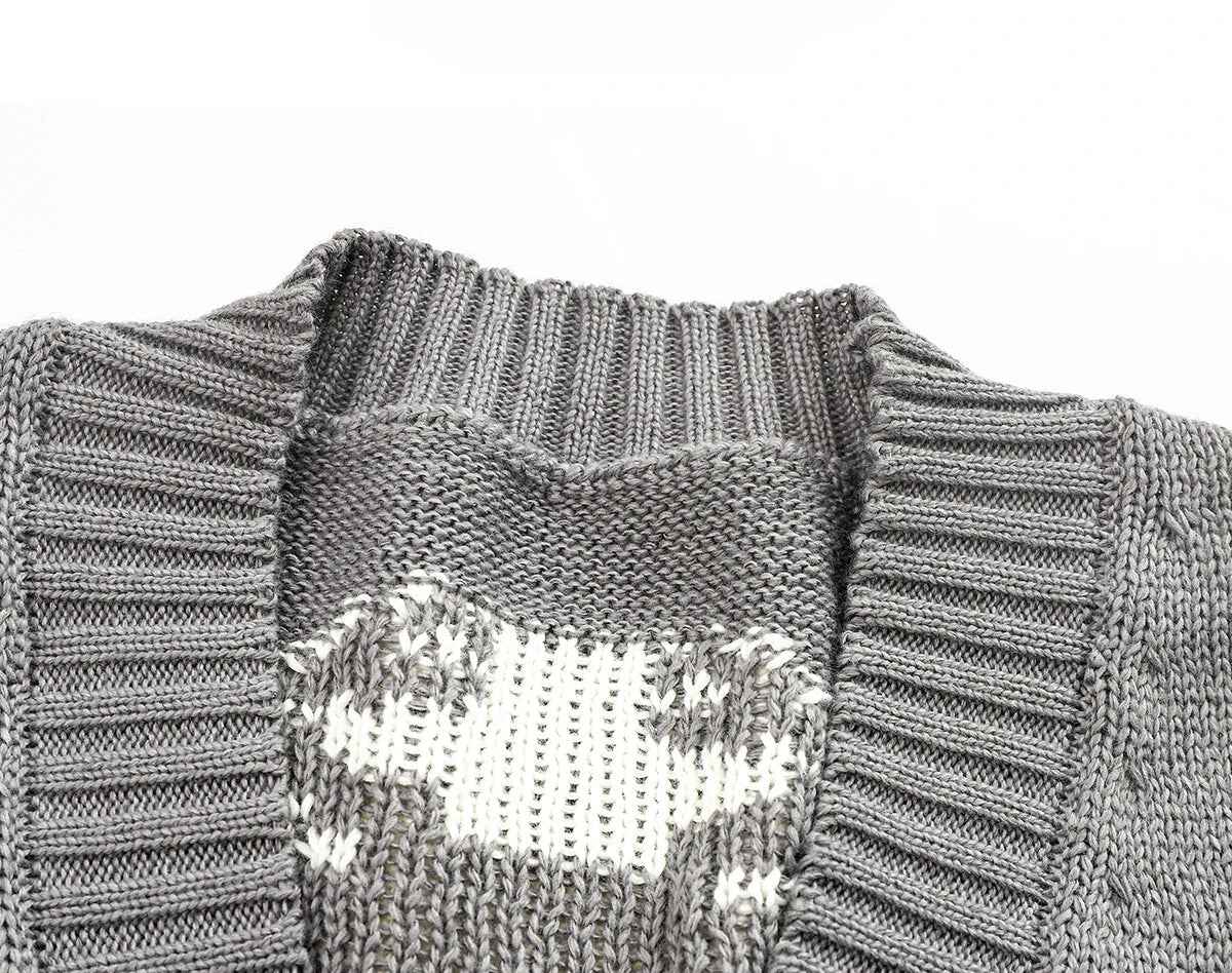 Winter Unique Jacquard V-Neck Knit Cardigan