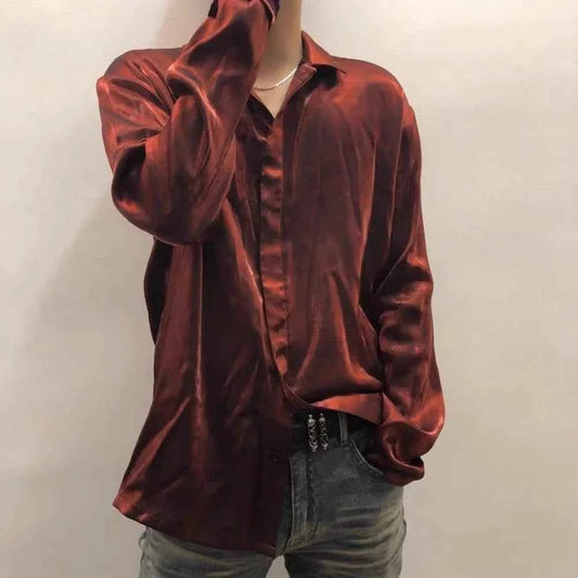 Red Velvet French Solid Color Shirt