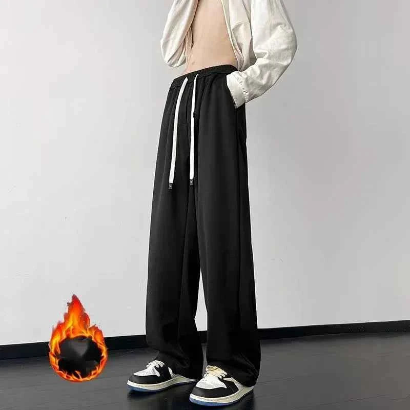 Casual Solid Color Baggy Fleece Sweatpants
