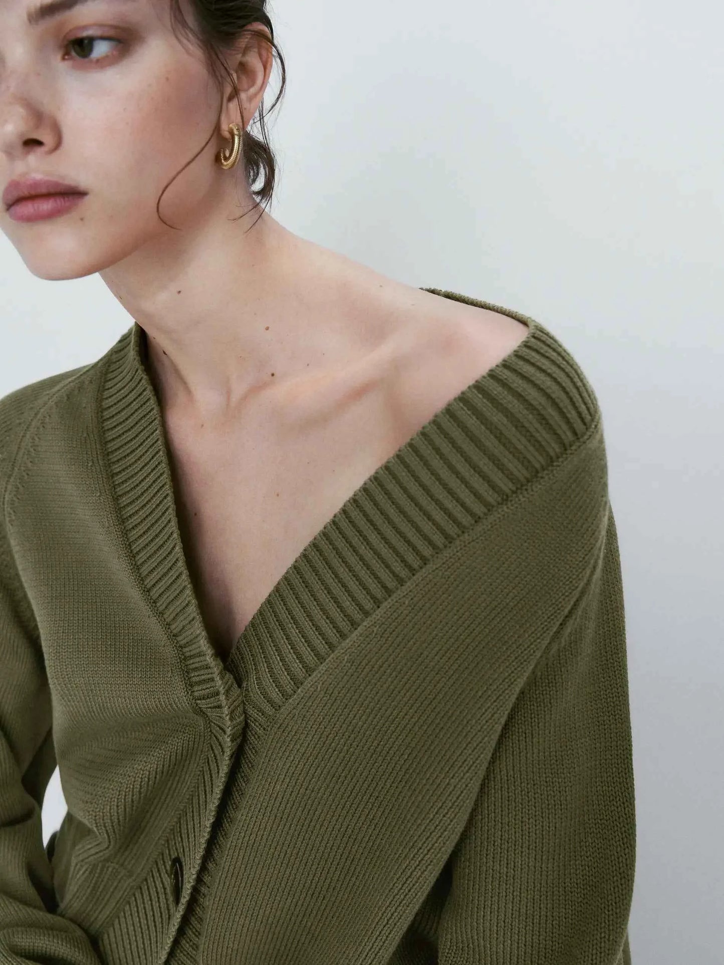 Ethereal Green Cool Slim Fit V-Neck Cardigan