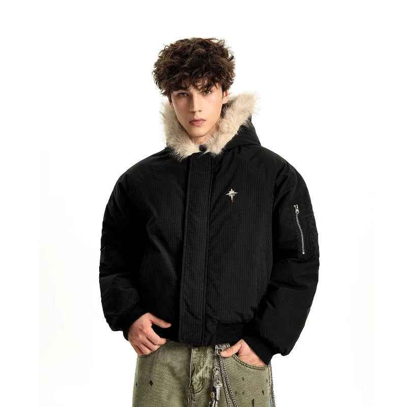 Warm Winter Hooded Parkas Faux Fur Jacket