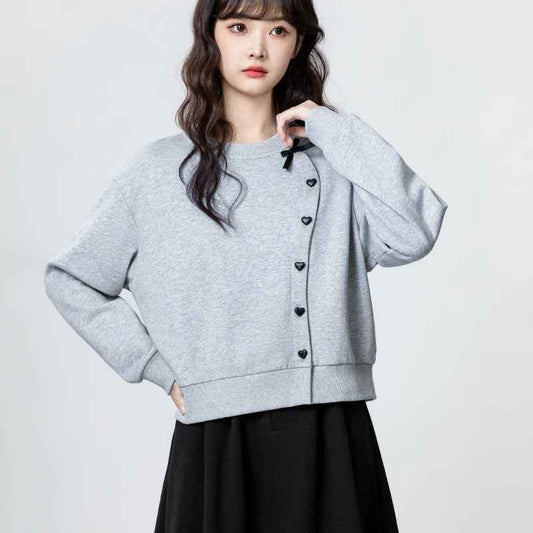 korean Tender Bow Button Up Sweater