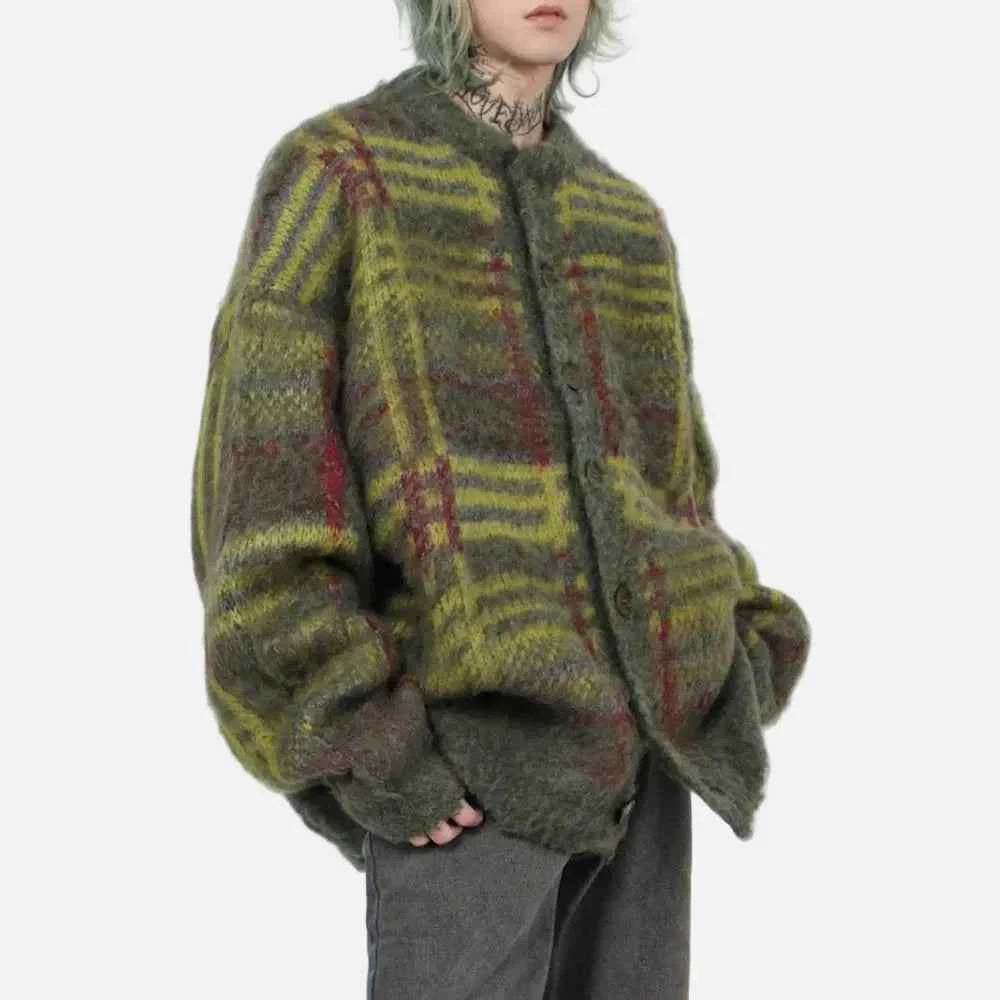 Y2K Trendy Contrast Color Long Sleeve Cardigan