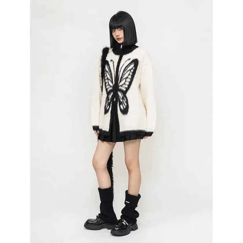 Vintage Butterfly Stand Up Collar Cardigan