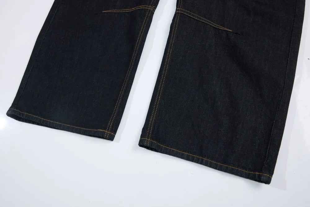 Streetwear Spliced Wide Leg Baggy Denim Jeans