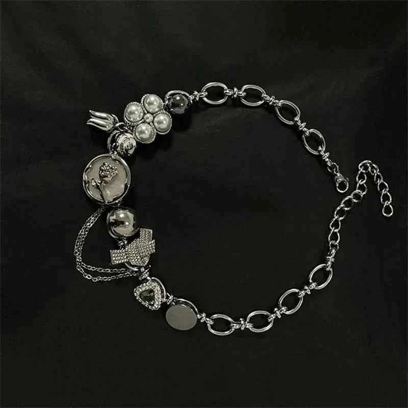 Zircon Flower Bowknot Choker Necklace