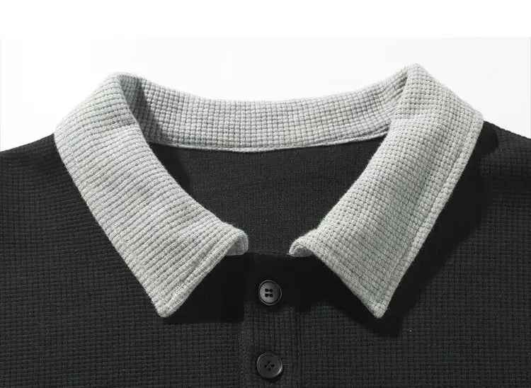 Versatile Faux Two Piece Polo Sweatshirt