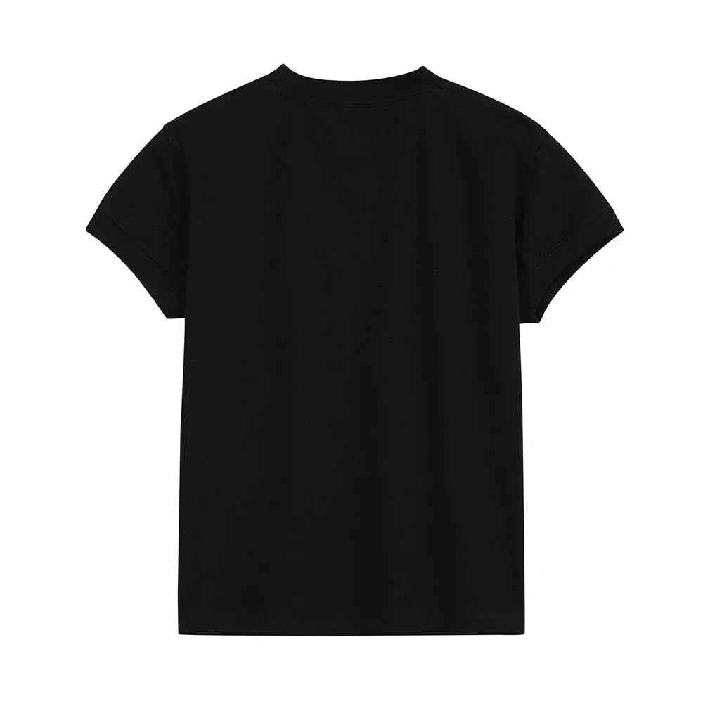 Versatile Sweet Bold Graphic Print Cotton T-Shirt