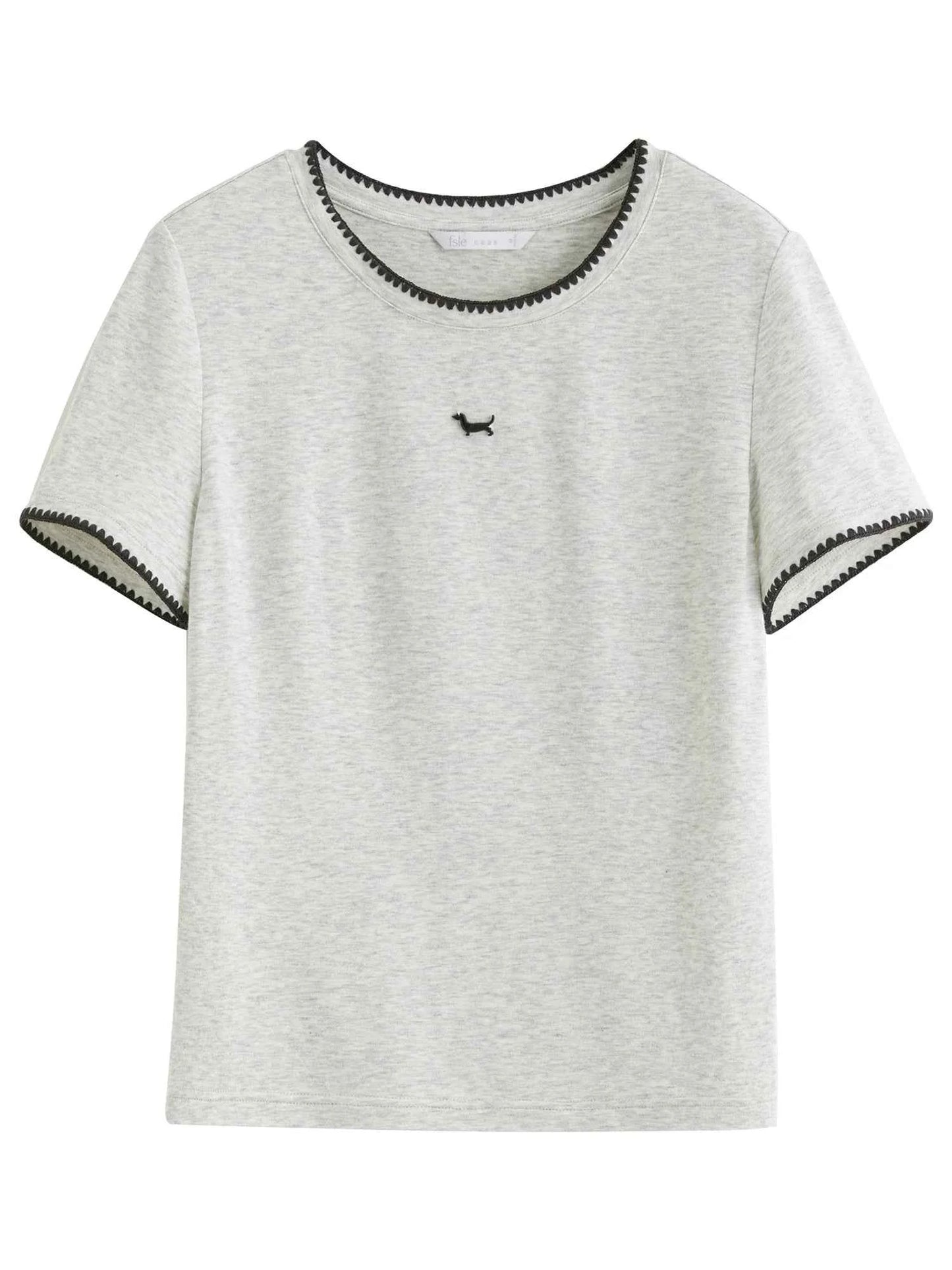 Embroidered Shell Contrast Color Puppy T-Shirt