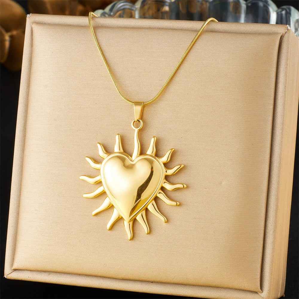 Golden Heart Stainless Steel Pendant Necklace