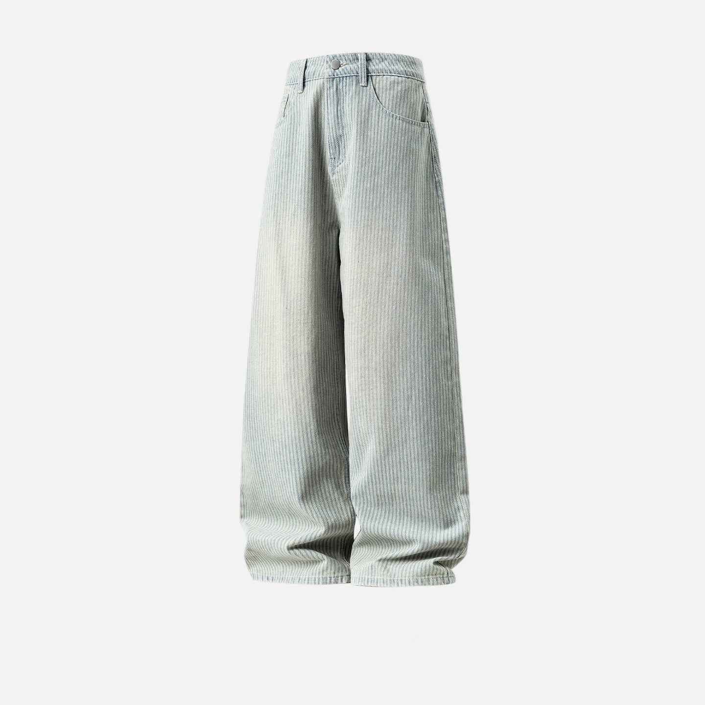 Streetwear Washed Relaxed Fit Striped Straight Leg Jeans