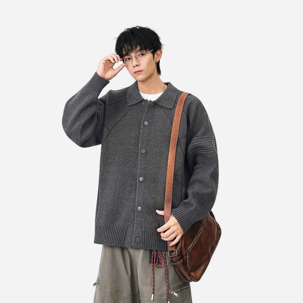 Versatile Solid Color Button Front Knitted Cardigan