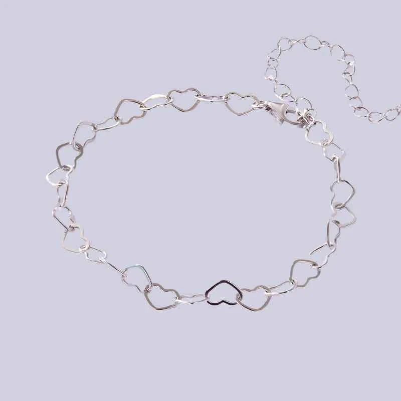 Dainty Hollow Heart Sterling Silver Bracelet