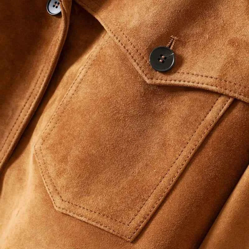 Luxurious Real Leather Suede Oversized Jacket