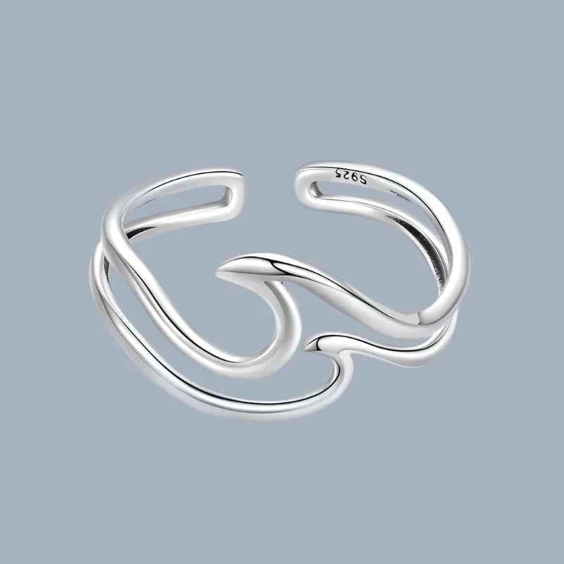 Minimalist Sterling Silver Ocean Wave Ring