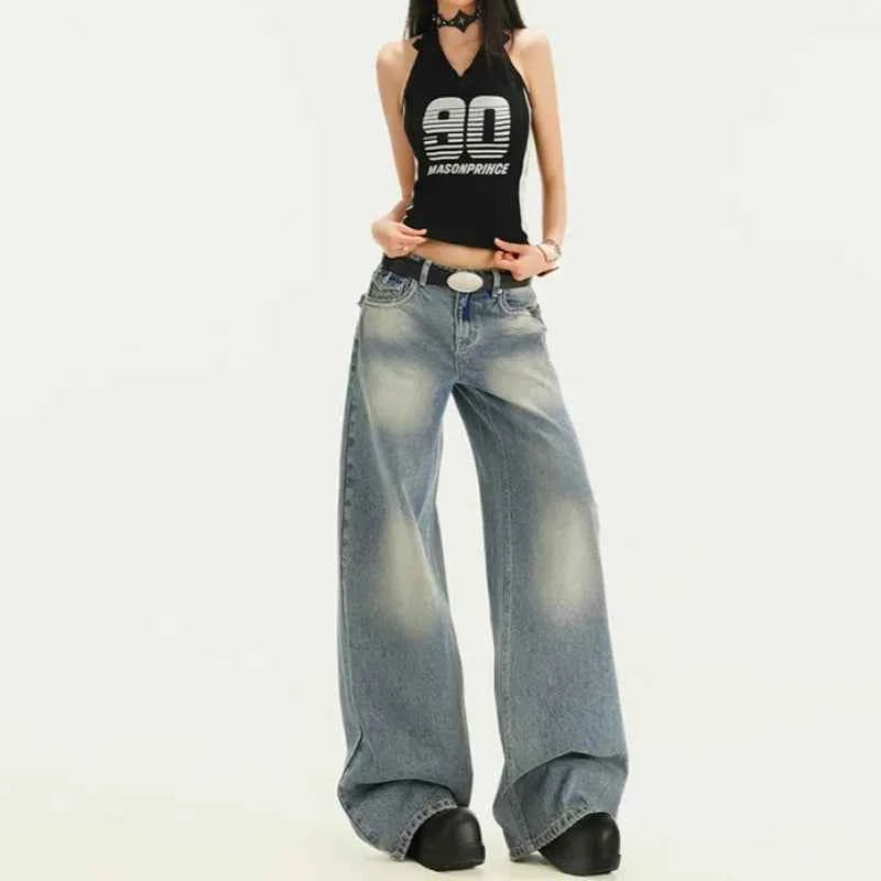 Vintage Blue Aesthetic Punk Baggy Jeans