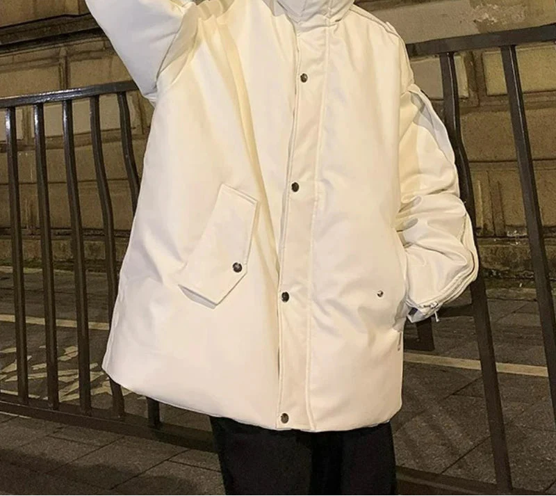 Thick Hip Hop Stand Collar Faux Leather Jacket - Luxuryurbanwear