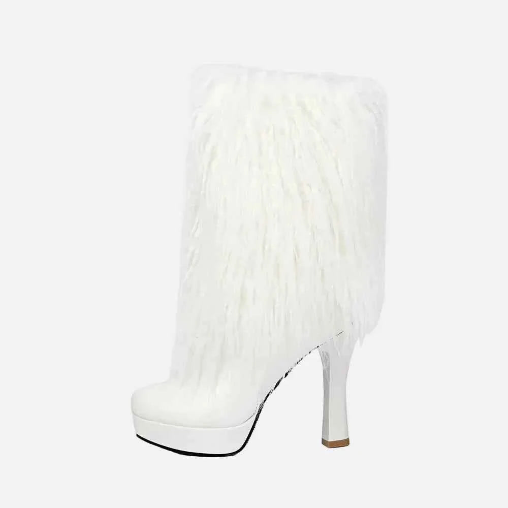 Y2K Winter Faux Fur Platform Mid Calf Boots