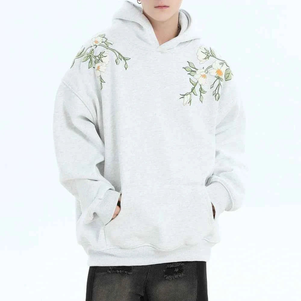 Embossed Flower Vine Velvet Hoodie