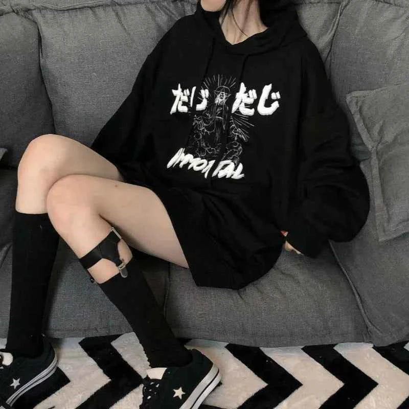 Women Sweet Velvet Thicken Loose Fit Hoodie