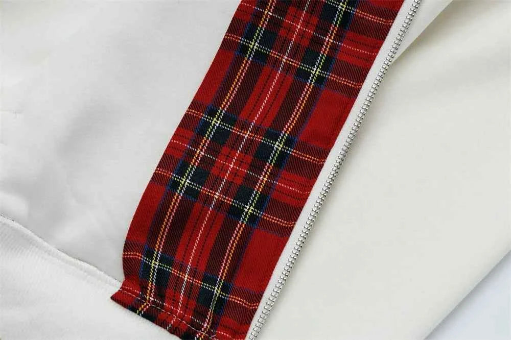 Y2K Insulated Zip Up Plaid Patchwork Sweatshirt