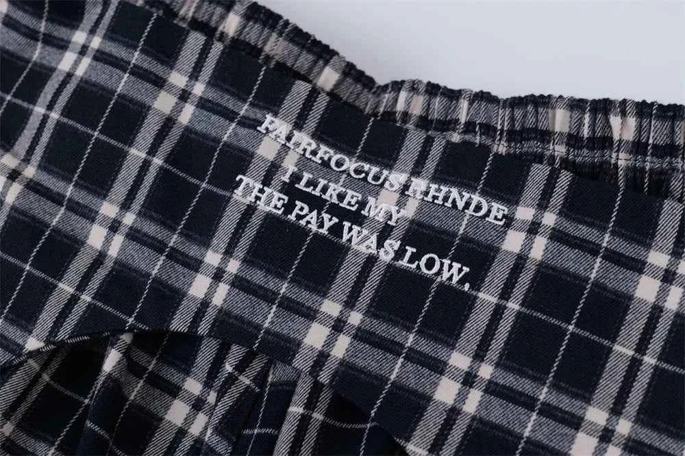 Trendy Streetwear Plaid Casual with Letter Pants