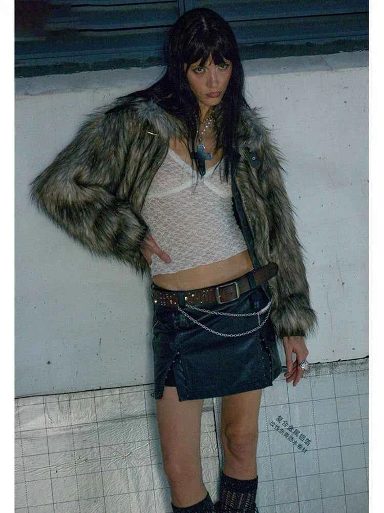 Women Vintage Luxury Thick Faux Fur Coat Jacket