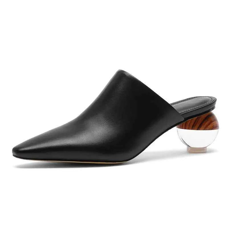 LUW European Edition Muller Shoes - Luxury "Baotou" Half-Supported Outdoor Mules