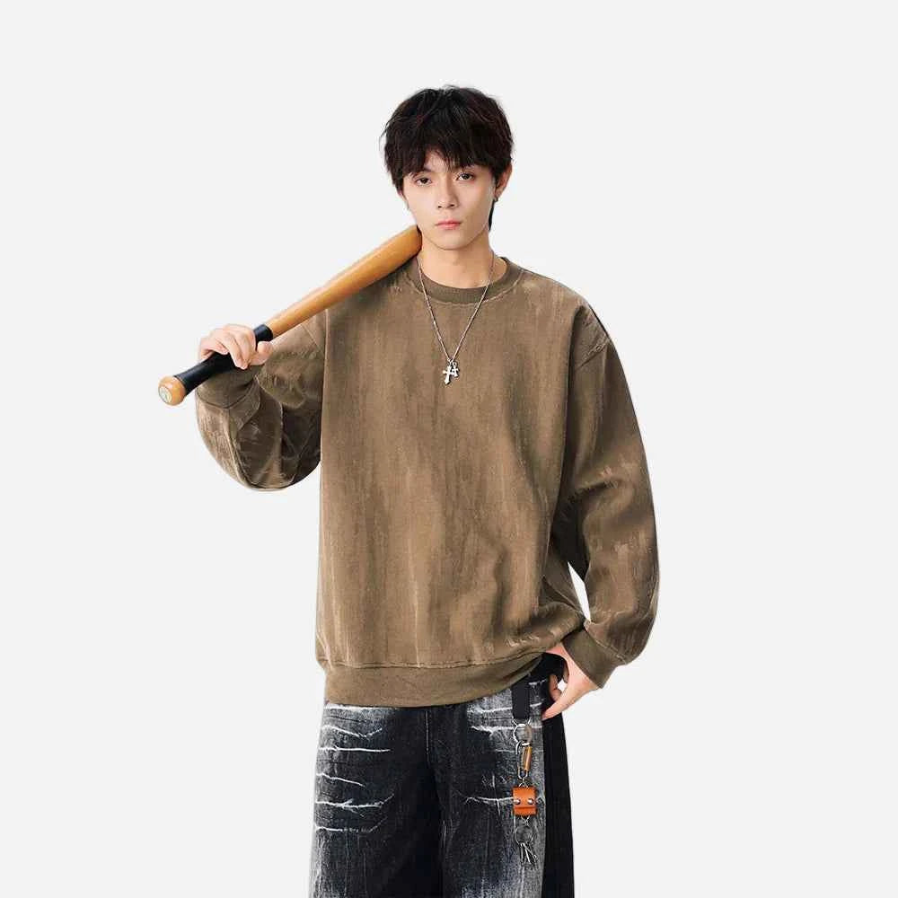 Durable Washed Crew Neck Sweatshirt