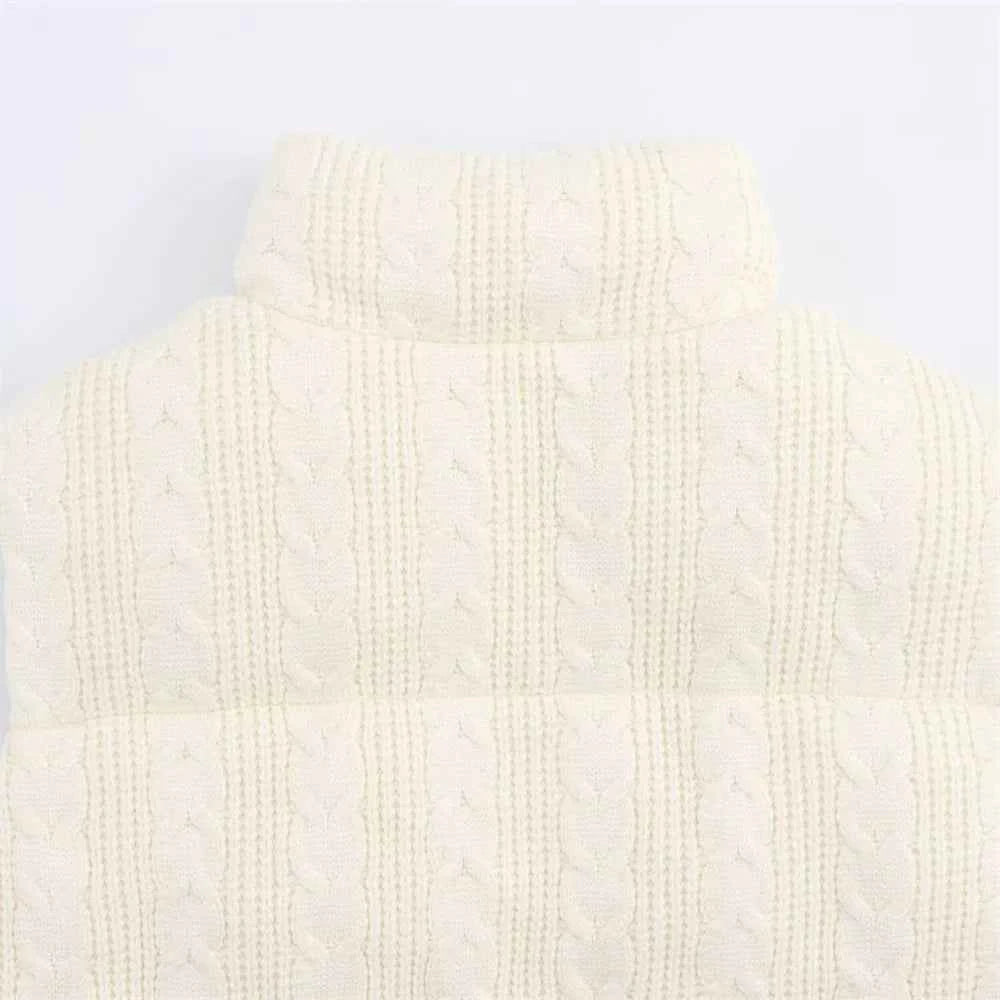 Y2K High-Quality Zipper Puffer Knitted Vest
