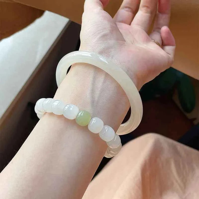High Quality White Jade Circle Bracelet