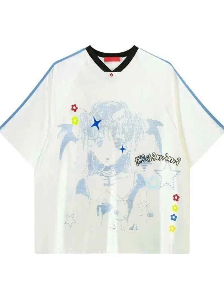 Vintage Japanese Style Gothic Cartoon Print T-Shirt