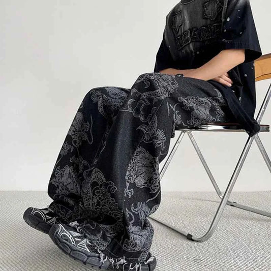 Dragon Pattern Chinese Style Retro Jeans