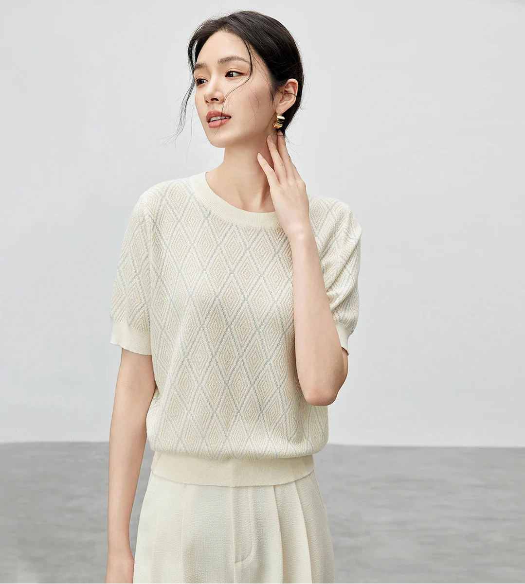 Soft Knit Argyle Round Neck T-shirt - Luxuryurbanwear