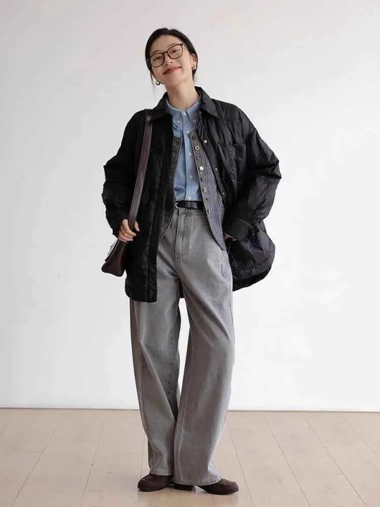 Retro Diamond Grid Lightweight Cotton Puffer Jacket