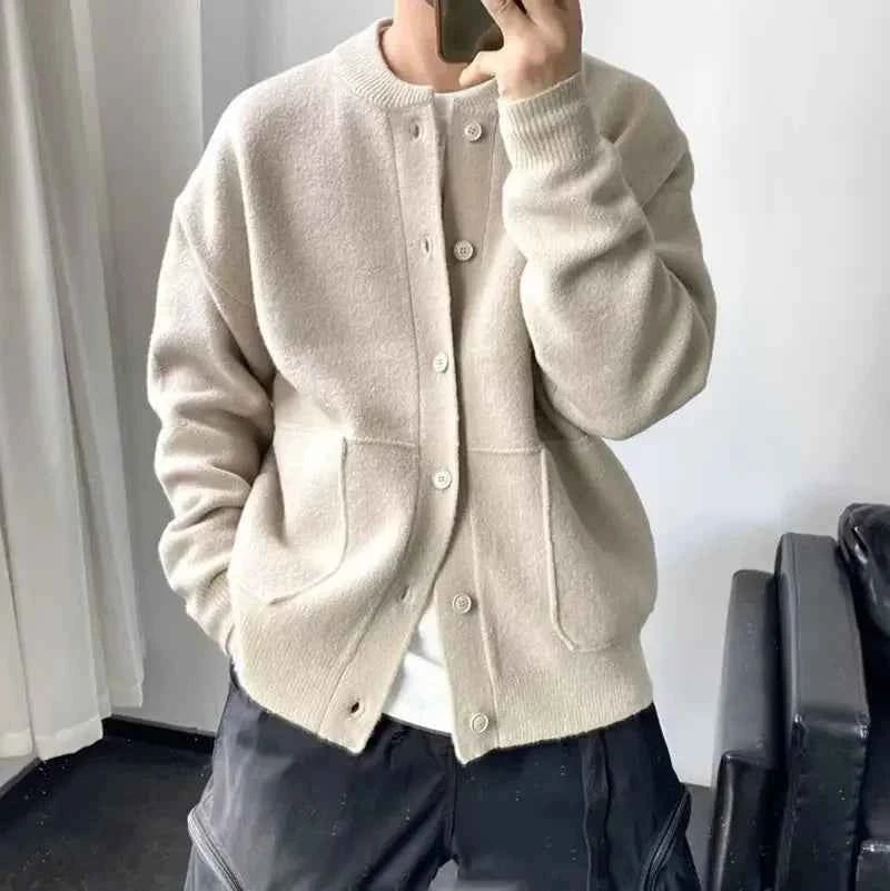 Y2K Knitted Solid Color Button-Up Cardigan