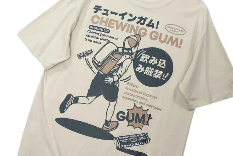 Japanese Style Kanji Graphic Print Short Sleeve T-Shirt