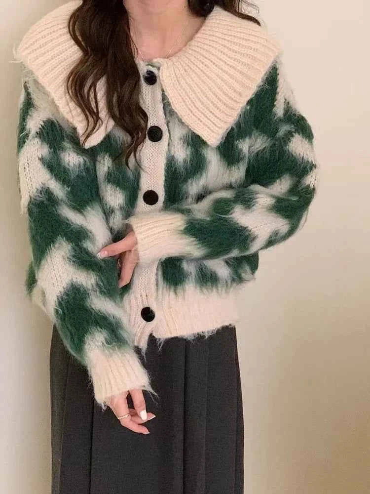 Premium Y2K Leopard Print Knitted Cardigan