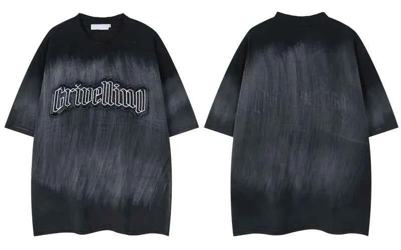 Oversized Streetwear Grunge Embroidered Patch T-Shirt