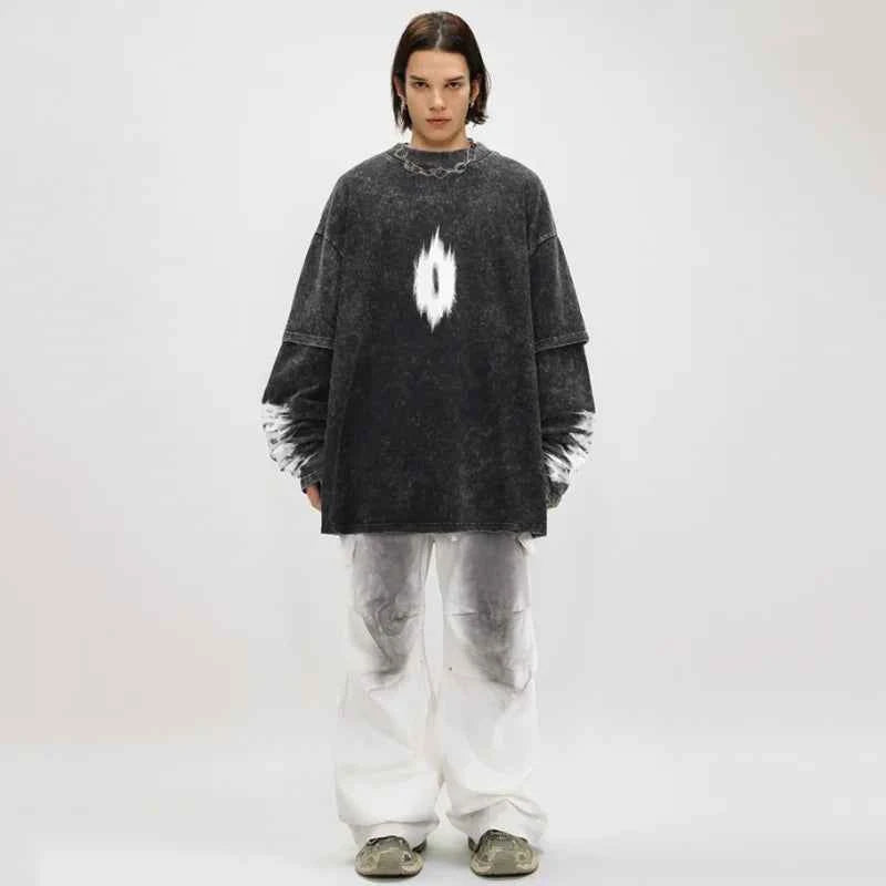 Y2K Vintage American Style Distressed Printed Sweatshirt