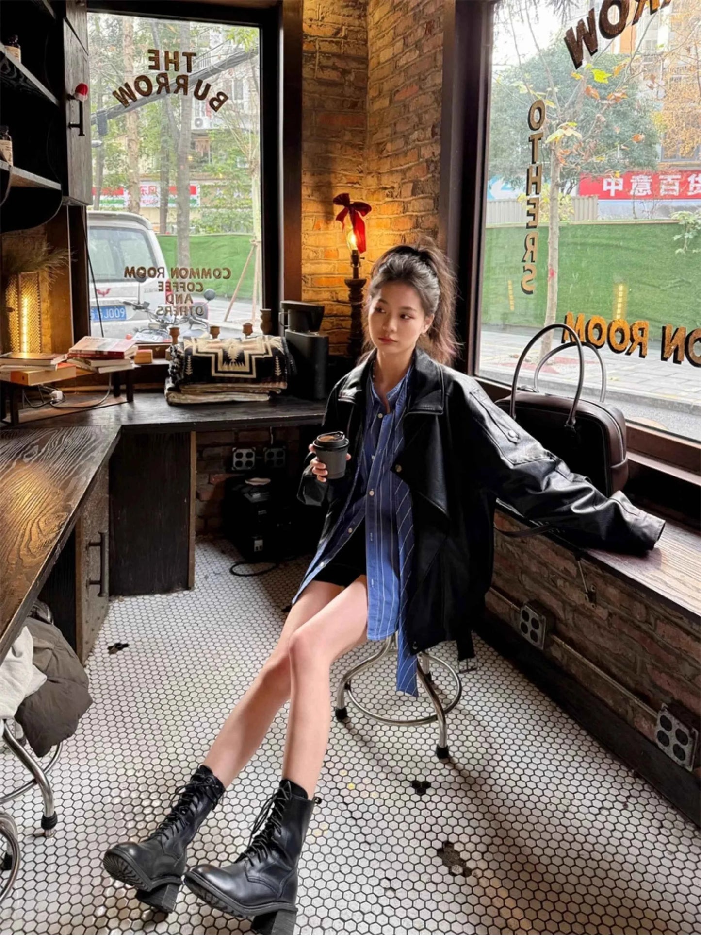 Women Cool Spring Black Leather Jacket