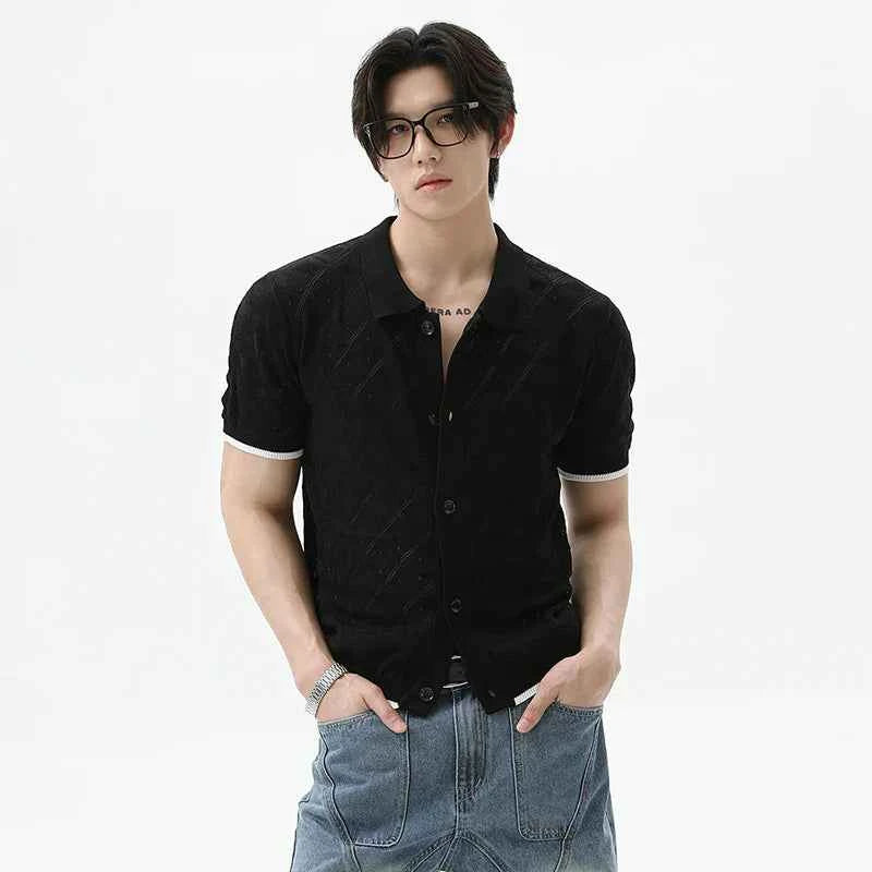 Casual Hollow Out Knit Short-Sleeve Shirt