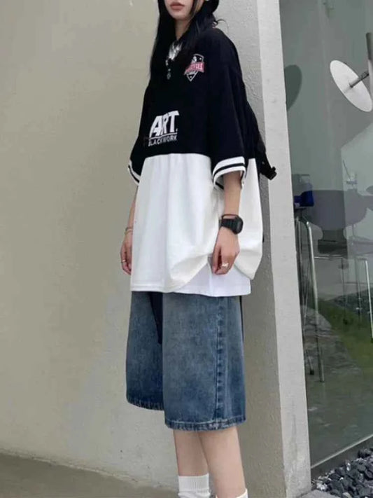 Summer Essential Mid Loose Baggy Denim Short