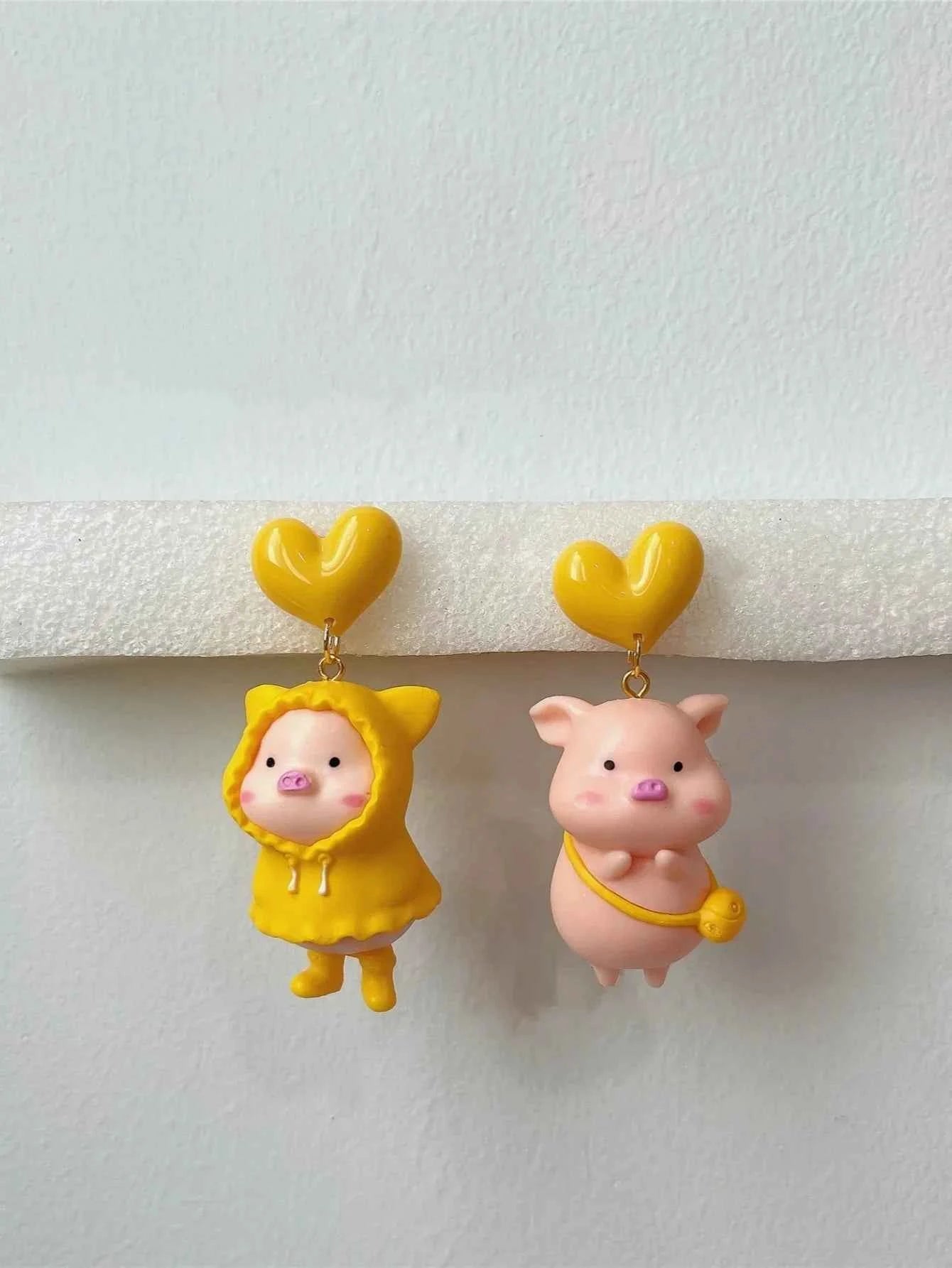 Yellow Piggy Love Earrings