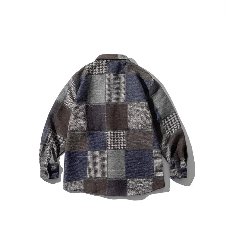 Retro Dark Color Plaid Shirt
