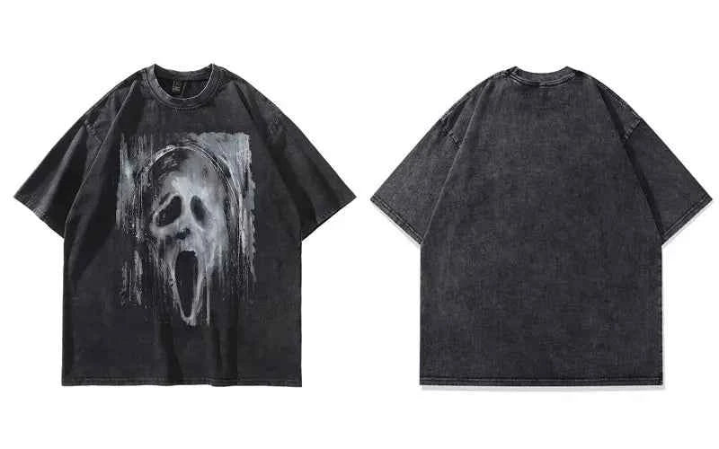 Gothic Oversized Scare Skull Graphic Print T-Shirt