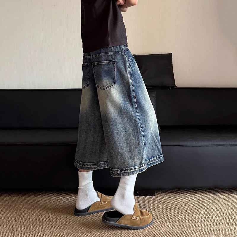 Solid Color American Style Denim Jorts